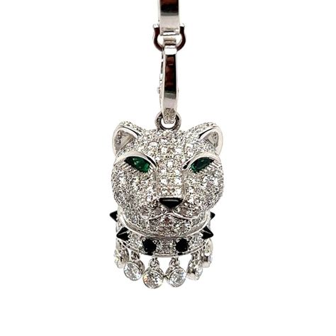 Panthère De Cartier Diamond Emerald And Onyx Necklace In 18 Karat White Gold For Sale At 1stdibs