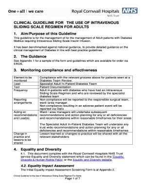 Fillable Online Rcht Nhs Use Of An Intravenous Sliding Scale Regimen