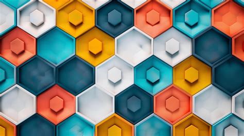 Premium Photo Colorful D Rendering Of A Honeycomb Pattern Hexagons