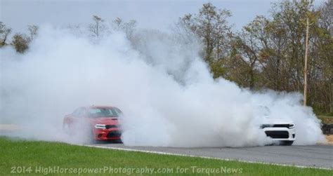 Monstrous Dodge Charger Hellcat Burnout with Three Cars at One Time ...