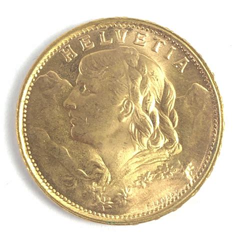 Lot 1949 B Swiss 20 Franc Gold Coin