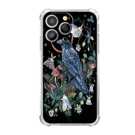 Night Crow And Moth Collage Case For IPhone 13 Pro Aesthetic Art Design