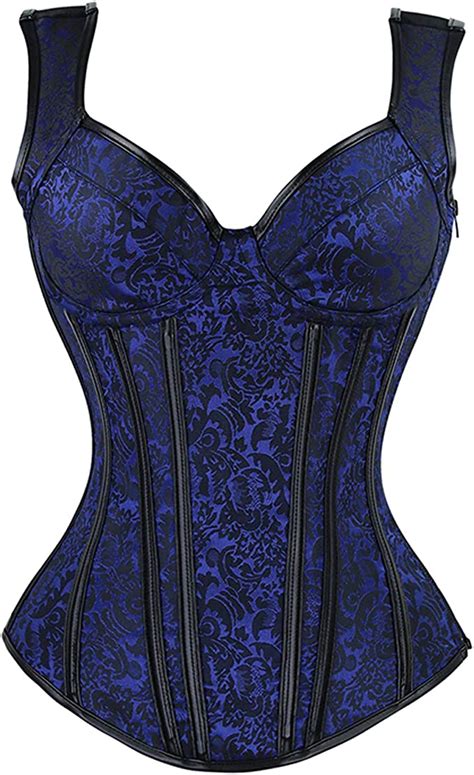 Kimring Women S Gothic Jacquard Shoulder Straps Tank Overbust Corset