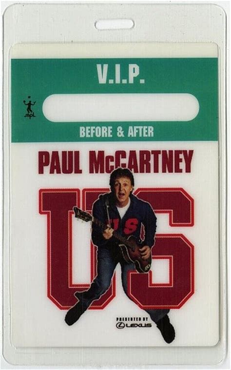 Paul McCartney Authentic 2005 Concert Tour Laminated Backstage Pass