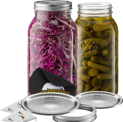 Ball Wide Mouth 64 Oz Half Gallon Mason Jars With Lids And Bands 2 Pack