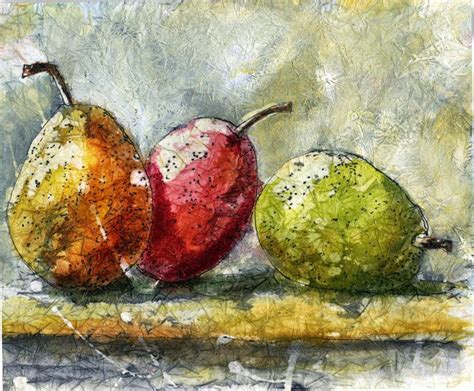 Art Du Jour By Martha Lever Pears Watercolor Batic On Rice Paper