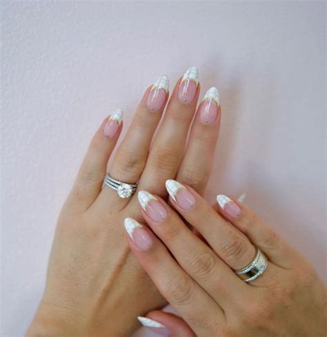 Nude Nails With White Details White Crocodile French Nails I Take