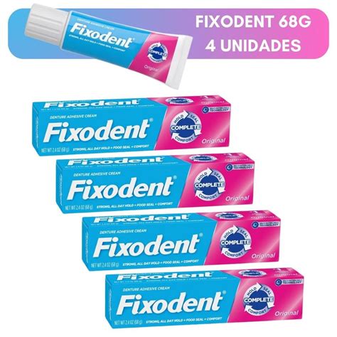 Melhor Fixador De Dentadura - Kit 4 Fixodent Original 68g Creme Dental Fixador De Dentadura Prótese ...