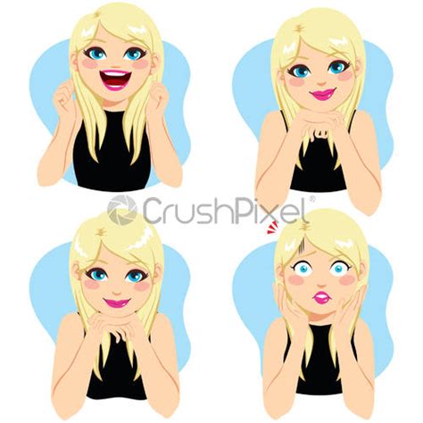 Blonde Woman Facial Expressions Stock Vector Crushpixel