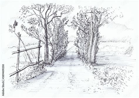 Dirt Road Drawing