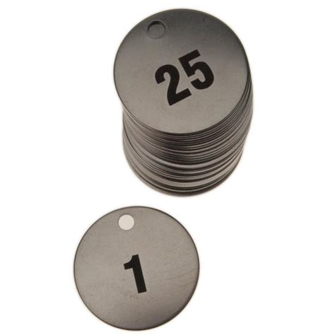 1.25 Inch Round Stainless Steel Key Tags-Stock Numbered - Type 304