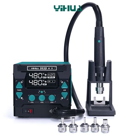 YIHUA 993DM IV 1000W Hot Air Rework Station Heating Fast Soldering Station With 3 Memories