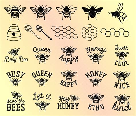 Bee Honey Hive Honeycomb And Phrases Svg Png Cut File Etsy