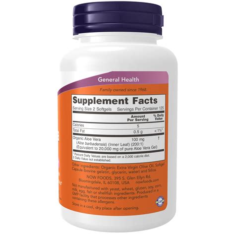 Now Foods Aloe Vera 10 000 Mg 250 Softgels New Foods Brasil