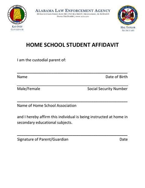 Alabama Home School Student Affidavit Fill Out Sign Online And