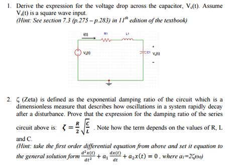 Solved Derive The Expression For The Voltage Drop Across The Chegg