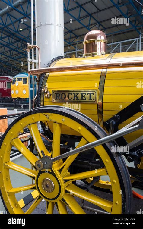 York North Yorkshire England Working Replica Of Stephenson S Rocket On Display At The