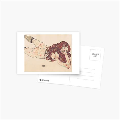 Female Nude Lying On Her Stomach Egon Schiele Postcard For Sale By