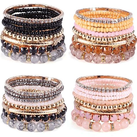 MILACOLATO 4 Sets Bohemian Bracelet Sets For Women Multi Color Bohemian