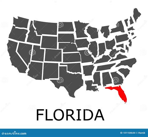 State Of Florida On Map Of USA Stock Vector Illustration Of North