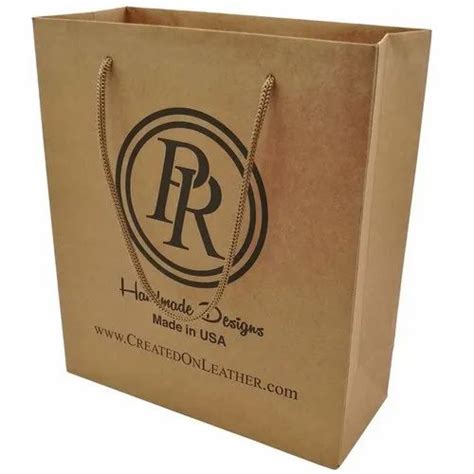 Brown Rope Handle Printed Kraft Paper Bag For Shopping Capacity 7 Kg