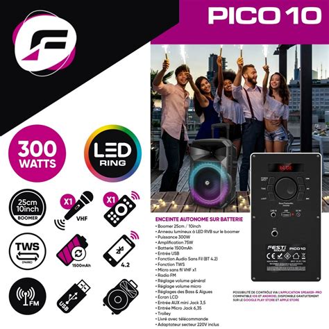 Festinight Enceinte Sono Festisound PICO 10 Autonome Sur Batterie