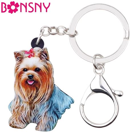 Bonsny Acryl Cartoon Shih Tzu Hund Schlüsselanhänger Schlüsselanhänger