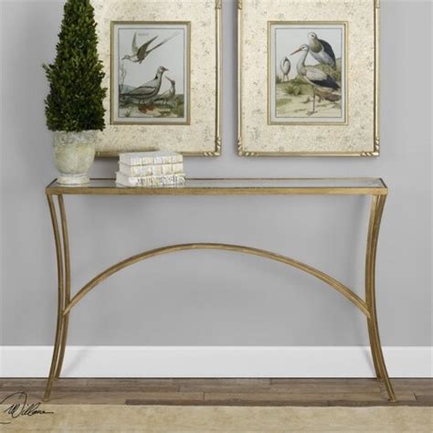 Uttermost Alayna Contemporary Metal And Glass Top Console Table In Gold