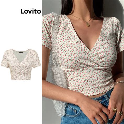 Lovito Women Boho Ditsy Floral Pattern T Shirt L83EN071 Shopee