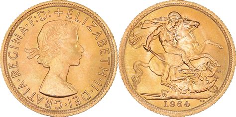 Great Britain Sovereign 1964 Coin Elizabeth Ii Gold Km908 Ms64