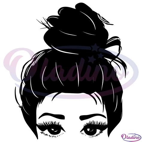 Messy Bun Svg Digital File Bun Hair Svg Mom Life Svg Oladino