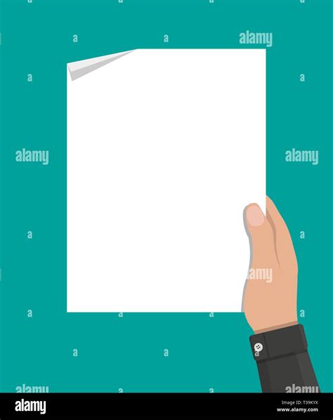 Cartoon Businessman Hand Holding Empty Blank Paper Vector Illustration