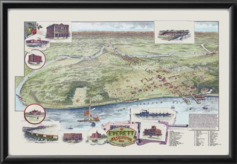 Everett Wa Restored Map Vintage City Maps