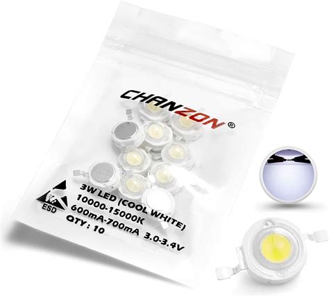 Chanzon Pcs High Power Led Chip W Cool White K Input