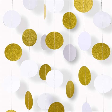 MerryNine Paper Garland 5 Pack 50ft Glitter Paper Garland Circle Dots