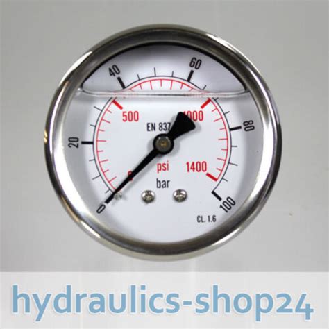 Manometer Glyzerin gefüllt 0 100 bar Hydraulik Glycerin Anschluss