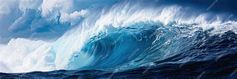 Premium Photo | A large ocean wave with foam and blue water