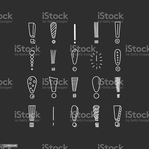 set  hand drawn exclamation point stock illustration  image