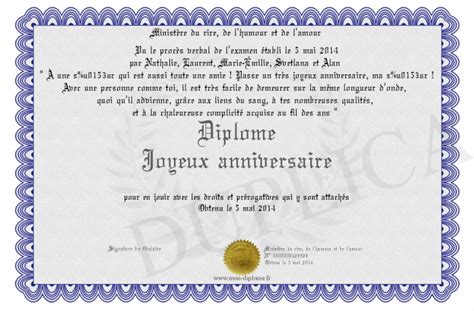 Diplome Joyeux Anniversaire