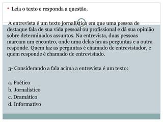 Característica Do Gênero Textual Entrevista - Gênero-Textual-Entrevista e suas características. | PPTX