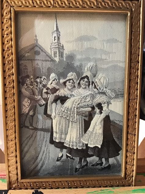 Antique Neyret Freres Silk Picture Christening Scene France Etsy