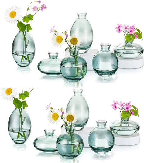 Amazon Glass Bud Vases Set Of Hewory Cute Green Small Vases