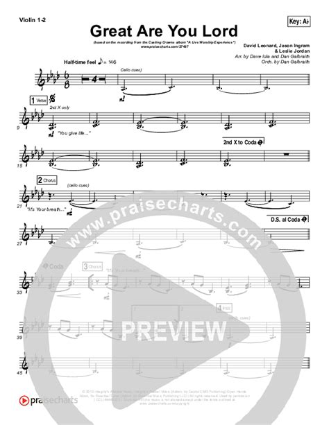 Great Are You Lord Violin Sheet Music Pdf Casting Crowns Praisecharts