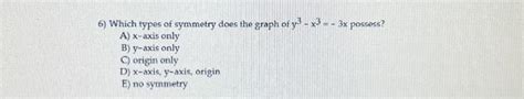 Solved 6) Which types of symmetry does the graph of y3−x3−3x | Chegg.com