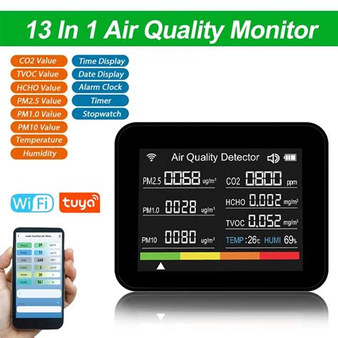 Tuya Smart Version Home Indoor Multi Parameter Air Quality Detector With 2 8inch Tft Color