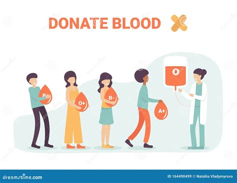 Donate Blood People In Line With Blood Stock Vector Illustration Of