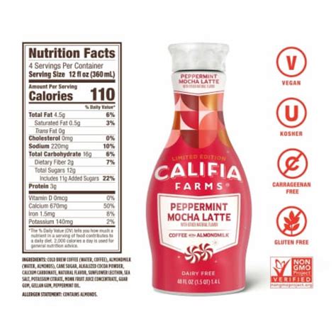 Califia Farms® Peppermint Mocha Cold Brew Coffee With Almond Milk 48 Fl Oz Harris Teeter