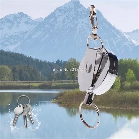 Fishing Zinger Retractor Key Ring Reel Holder Retractable Steel Cable