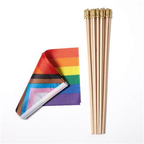 Snapklik ZXvZYT 12 Pack Progress Pride Rainbow Flags Gay LGBT Small Mini Hand Held Stick