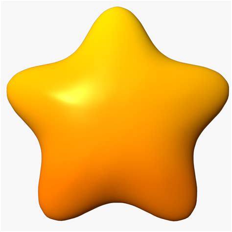 3d Cartoon Star Rounded Model